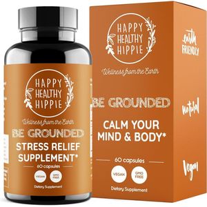 Happy Healthy Hippie Be Grounded Stress Relief Supplement – Lavender Pills | Promotes Calmness & Relaxation | Quick Acting | Magnesium Glycinate 100mg, L Theanine, Lemon Balm Leaf, | Herbal, 60 Ct