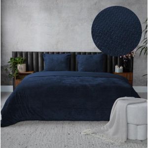 Teddy Hongaarse punt dekbedovertrek - petrolblauw 200 x 220 cm | 2-persoons- inclusief 2 kussenslopen 60x70 cm