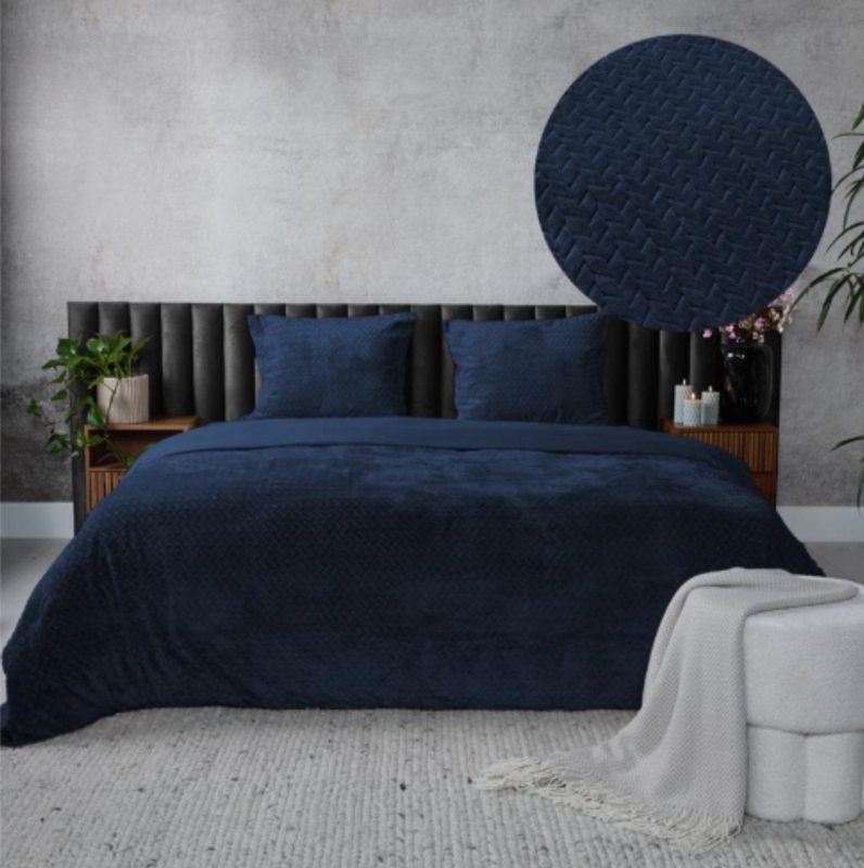 Teddy Hongaarse punt dekbedovertrek - petrolblauw 200 x 220 cm | 2-persoons- inclusief 2 kussenslopen 60x70 cm