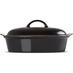 Le Creuset - Ovenschaal - Ovaal - met Deksel in - Aardewerk - Ebbenzwart