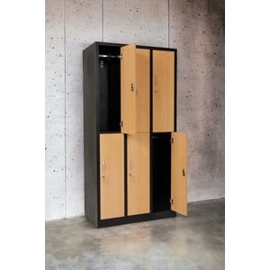 Furni24 Garderobekast, locker, commodekast, kledingkast, vakbreedte 30 cm, 6 deuren