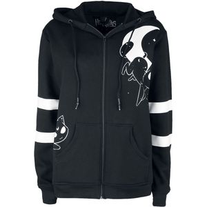 Heartless Moon Cats Hood Dames Vest met capuchon - zwart/wit - M