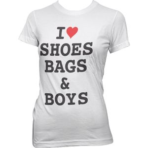 Hybris Damen I Love Shoes Bags Boys Girly Tee SH-5-50835-H19-4 White-S