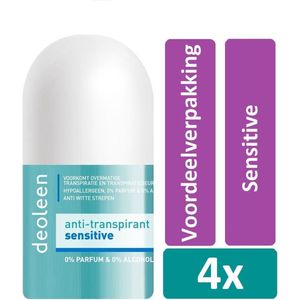 Deoleen Deodorant Roller 50 ml Sensitive 4 Voordeelverpakking