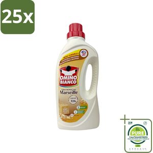 25 x Omino Bianco - Marseille - Wasmiddel - Natuurlijke Zeep - Witte & Gekleurde Was - 37 Wasbeurten - Grootverpakking - Marseille Zeep - Wasmiddel - Natuurlijke Zeep - Vlekkenverwijderaar - Wasparfum