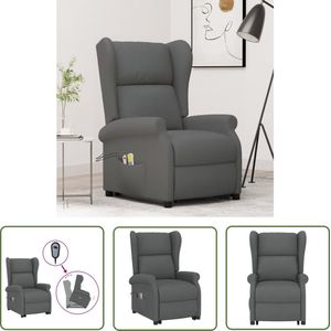 vidaXL Massagestoel Grijs - Sta-op Massagestoel - Sta-op-massagestoel stof donkergrijs - Elektrisch Bedienbare Stoel - Ergonomische Stoel - Relaxstoel
