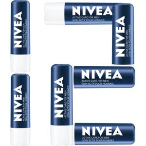 Nivea Men Active Lippenbalsem - 12 x 5.5ml - SPF 15 - Voorkomt Droge en Gerbarsten Lippen - 24 Hydraterende Lipbalm