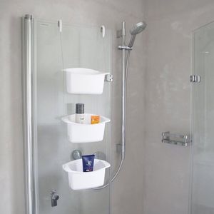 Oasis doucheplank doucheplank zonder boren met haken en zuignap, 3 niveaus, wit