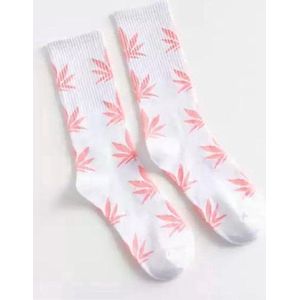 New Age Devi - Wietsokken - Cannabissokken - Wiet - Cannabis - wit-zalm - Unisex sokken - Maat 36-45