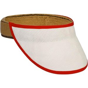 Panama Beach Visor Dames - Oprolbaar stro klep met paspelrand - Lente en Zomer - Handgemaakt in Ecuador