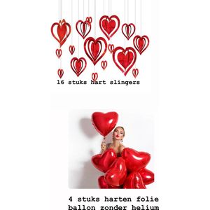 Akyol - valentijn - slinger valentijn - hart ballon - valentijnsdag - slinger hartjes - folie ballon hart - harten slinger - rode hart ballon - hartjes - rode harten - cadeau - ballon