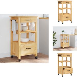 vidaXL Keukentrolley - Keukentrolleys - Groentenkar - Keuken Trolley - Keukentrolley MONZA 48x40x90 cm massief grenenhout