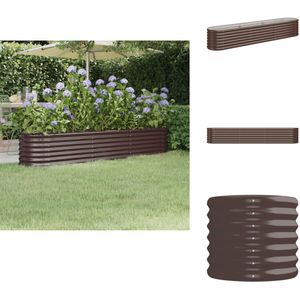 vidaXL Plantenbak - Plantenbakken - Bloembak - Kweekbak - Plantenbak 224x40x36 cm gepoedercoat staal bruin
