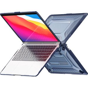 Heavy Duty Cover - Geschikt voor MacBook Air 13,3 inch - Case - Extreme Valbescherming - Hardcase + Softcase - A1932/A2179/A2337 (M1, 2018-2022) - Blauw