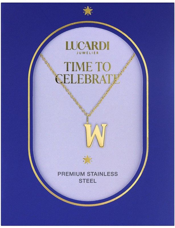 Lucardi - Dames Stalen Goldplated Ketting - Goudkleurig - 47 cm