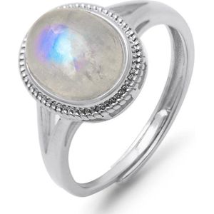 Zentana Maansteen Ring - 925 Sterling Zilverkleurig - Verstelbaar - Vrouwelijke Energie