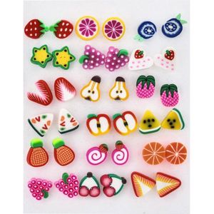 Fako Bijoux® - Kinder Oorbellen - Siliconen - Fimoklei - Fruit - Set - 18 Paar