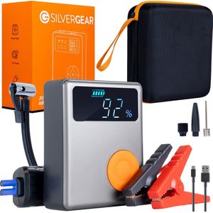 Silvergear Jumpstarter met Compressor - Elektrische Fietspomp - Jumpstarter voor Auto - Compressor Bandenpomp