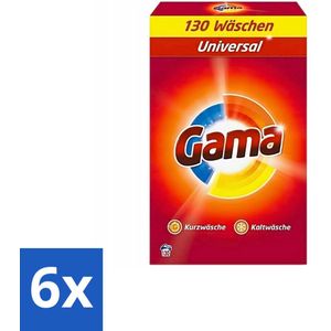 6 x Gama - 3-in-1 Waspoeder - Universal - Voor Alle Kleuren - 130 Wasbeurten - Waspoeder - Wasmiddel - Wasverzachter - Vlekkenverwijderaar - Waspoeder Voor Alle Kleuren