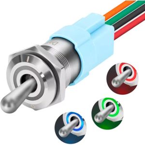 Tuimelschakelaar met verlichting - 16mm - RGB - ON/OFF - 12/24V