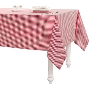 afwasbaar tafelkleed 170 x 170 cm, 100% katoen, deken voor tafel, tafellaken voor keuken, eetkamer, tafelkleden voor Pasen, outdoor tafelkleden voor tuin, vierkant (rood/wit, geruit)