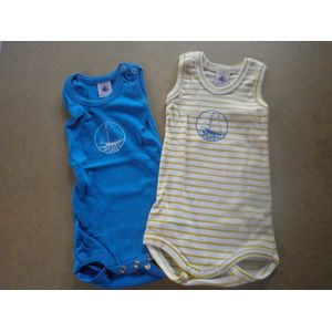 Petit Bateau - 2 Pack - Body - Rompertje zonder mouw - Jongens - 3maand 60