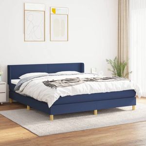 The Living Store Boxspringbed - Comfort - Bed - 203 x 183 x 78/88 cm - blauw - Stof - Larikshout - Multiplex - Samengesteld hout