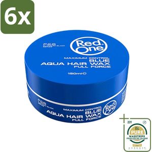 Red One Aqua Hair Wax Blue 150 ml - Voordeelverpakking - 6 stuks - Blauwe haarwax - Sterke hold