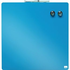 Nobo Droog Uitwisbaar Mini Magnetisch Whiteboard - Inclusief Whiteboard Marker, Magneten en Montagestickers - 36 x 36 cm - Blauw
