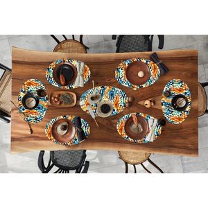 Placemats ovaal - Onderleggers - Ovale placemats - Oranje - Blauw - Dierenprint - Patronen - 10 stuks