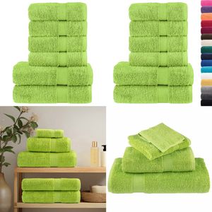 vidaXL 6-delige Handdoekenset SOLUND 600 g/m² appelgroen - Handdoekenset - Handdoekensets - Badhanddoek - Bad Handdoek