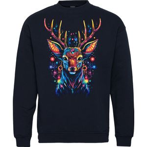 Kersttrui Neon Rudolf | Foute Kersttrui Dames Heren | Kerstcadeau | Kerstpakket | Navy | maat S