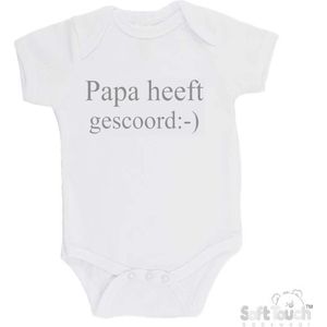 100% Katoenen Romper ""Papa heeft gescoord:-)"" Unisex Katoen Wit/grijs Maat 62/68