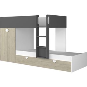 Trasman - Stapelbed Jip met kast & lades - 90x190 -