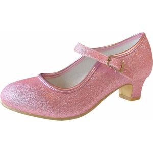 Spaanse Prinsessen schoenen roze glitter maat 26 - binnenmaat 17 cm - verkleedschoenen communie bruidsmeisje