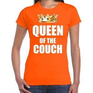 Koningsdag t-shirt queen of the couch oranje voor dames - Woningsdag - thuisblijvers / Kingsday thuis vieren XXL