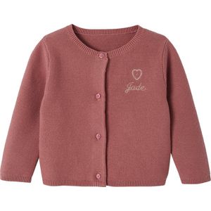 Geborduurd Babyvestje - Oudroze - Gouden Hartjes