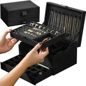 Luxe Sieradendoos met Slot - Sieraden kistje met slot - Sieraden organizer - Sieraden opbergbox - Elegant & Veilig - Cadeau Idee voor Vrouwen - Zwart