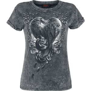 Spiral Raven Heart Dames T-shirt - grijs - M