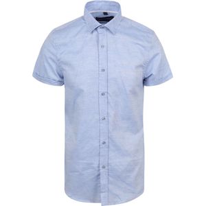 Suitable - Short Sleeve Overhemd Linnen Lichtblauw - Heren - Maat L - Regular-fit