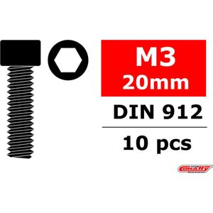 Team Corally - Staal schroeven M3 x 20mm - Cilinderkop binnenzeskant - 10 st