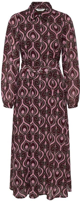 ONLY - Blousejurk - Bruin - Lange Mouwen - Knoopsluiting