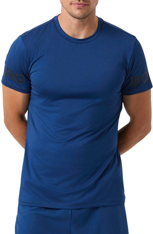 Björn Borg Sportshirt Heren Korte Mouw - Donkerblauw - Gerecycled Polyester - Maat L