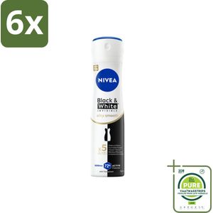NIVEA Deodorant Spray Black & White Silky Smooth 150 ml - Voordeelverpakking - 6 stuks - NIVEA deodorant - Anti-transpirant