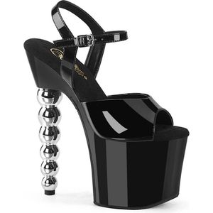 Pleaser - BLISS-709 Sandaal met enkelband, Paaldans schoenen - US 5 - 35 Shoes - Zwart/Chroomkleurig