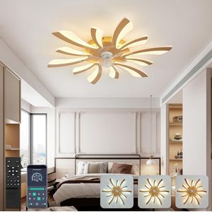 5 Vleugel Ventilator Lamp - Dimbaar Met Afstandsbediening - Goud - Plafondventilator Met LED - Woonkamerlamp - Moderne lamp - Plafonniere
