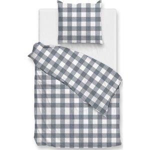 Zohome Dekbedovertrek Quattro-di-Lino - Bedlinnen met Ruiten - 140x220 - Blauw - Dekbedhoes van 100% Katoen