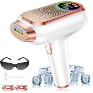 RAYOFI IPL Ontharingsapparaat met Ice-coolfunctie -Epileerapparaat- 9 Verschillende Standen - Magnetische Opzetstukken - Beschermbril –Permanente Haartjes Verwijdering, Gezicht Verjonging & Pigmentvlekken Behandeling - Laser Ontharingsapparaat