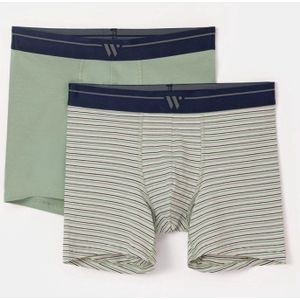 Woody Studio duopack boxershort heren - khaki/gestreept - 251-12-QLC-Z/014 - maat S