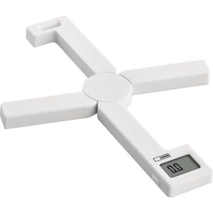 Opvouwbare digitale keukenweegschaal - compact - 5 kg maximaal gewicht precisie tot 1 g - Tarra functie automatische uitschakeling - wandhouder - wit